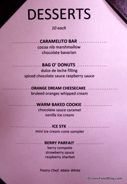 Dessert Menu