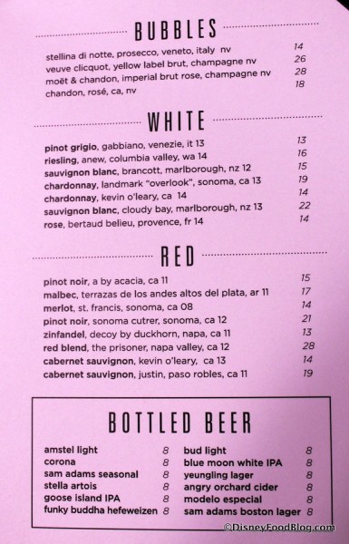 Wine and Beer Menu