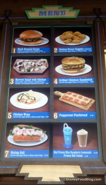 Lottawatta Lodge Menu