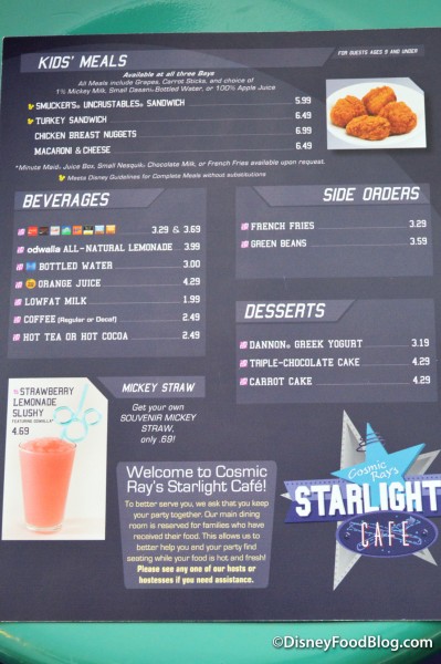 Cosmic Ray's Menu