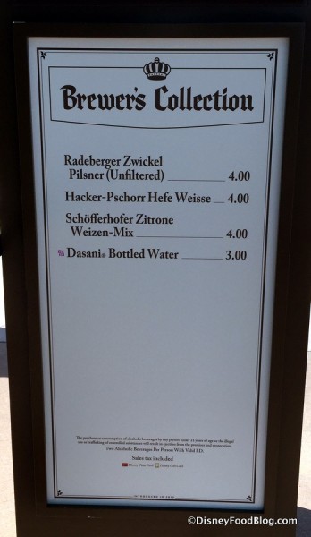 Brewer's Collection Menu