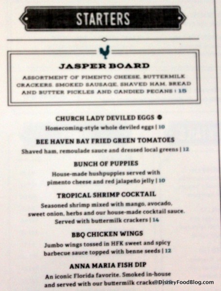 Menu -- Click to Enlarge