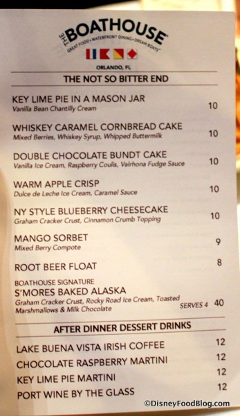 Menu -- Desserts -- Click to Enlarge