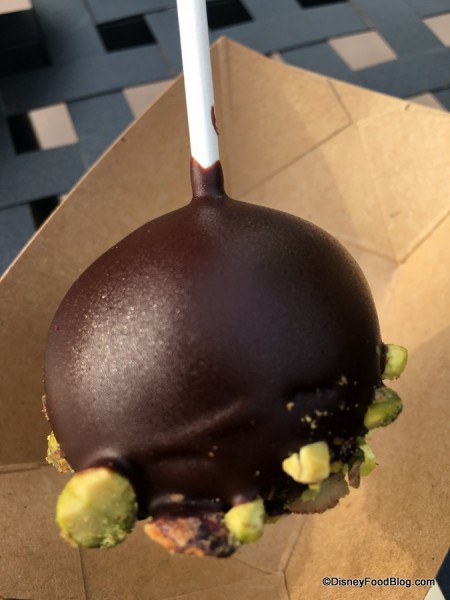 Creamy artichoke and dark chocolate cake pop