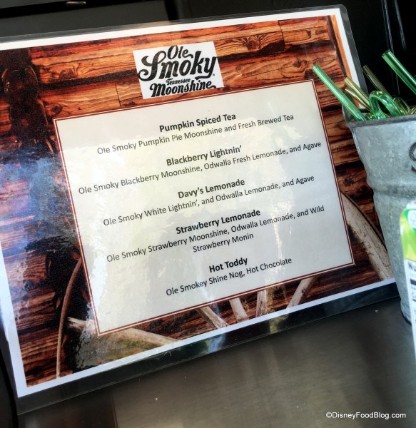 Moonshine Cocktail Menu