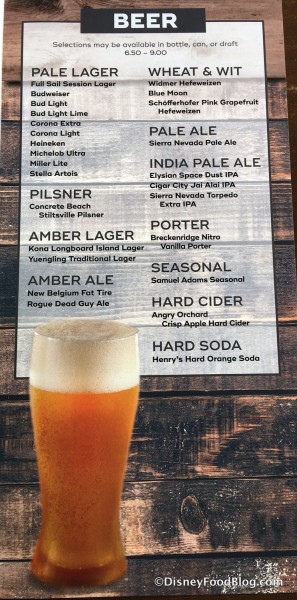 Beer Menu