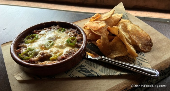 Cheesy Barbecue Brisket with house made chips at Geyser Point Bar & Grill