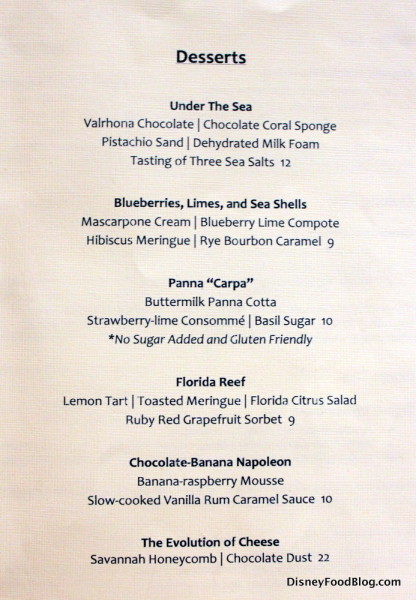 Dessert Menu -- Click to Enlarge