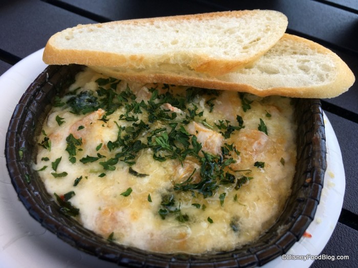 Baked Shrimp Scampi Dip with Sourdough Baguette