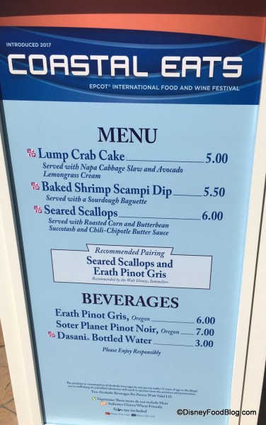 2017 Epcot Food and Wine Festival Coastal Eats Menu