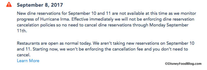 Screenshot from Disney World website