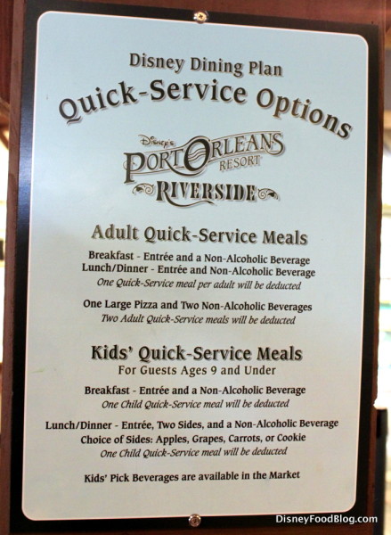 Disney Dining Plan Sign
