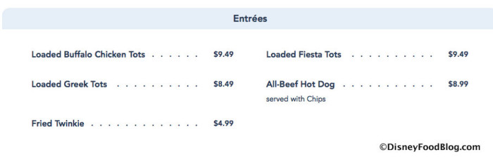 Friar's Nook Menu Screenshot on Disney World website