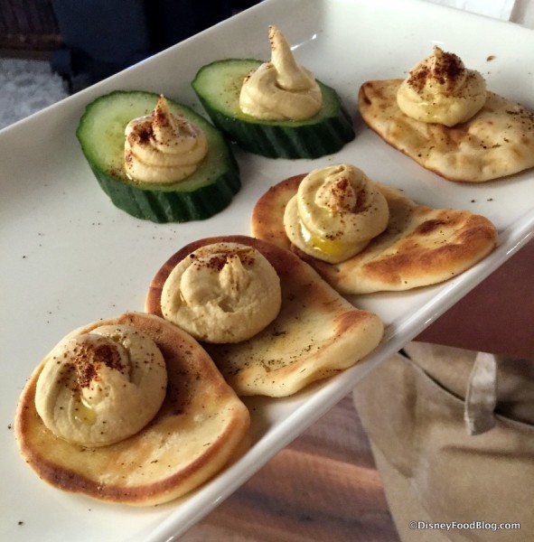 Hummus on Naan Bread and Cucumber