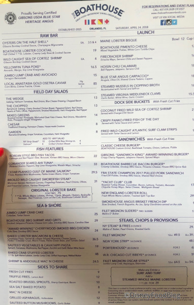 Boathouse Full Menu