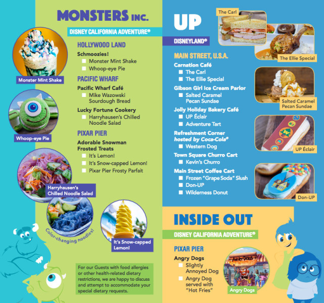 Pixar Fest Food Guide ©Disney