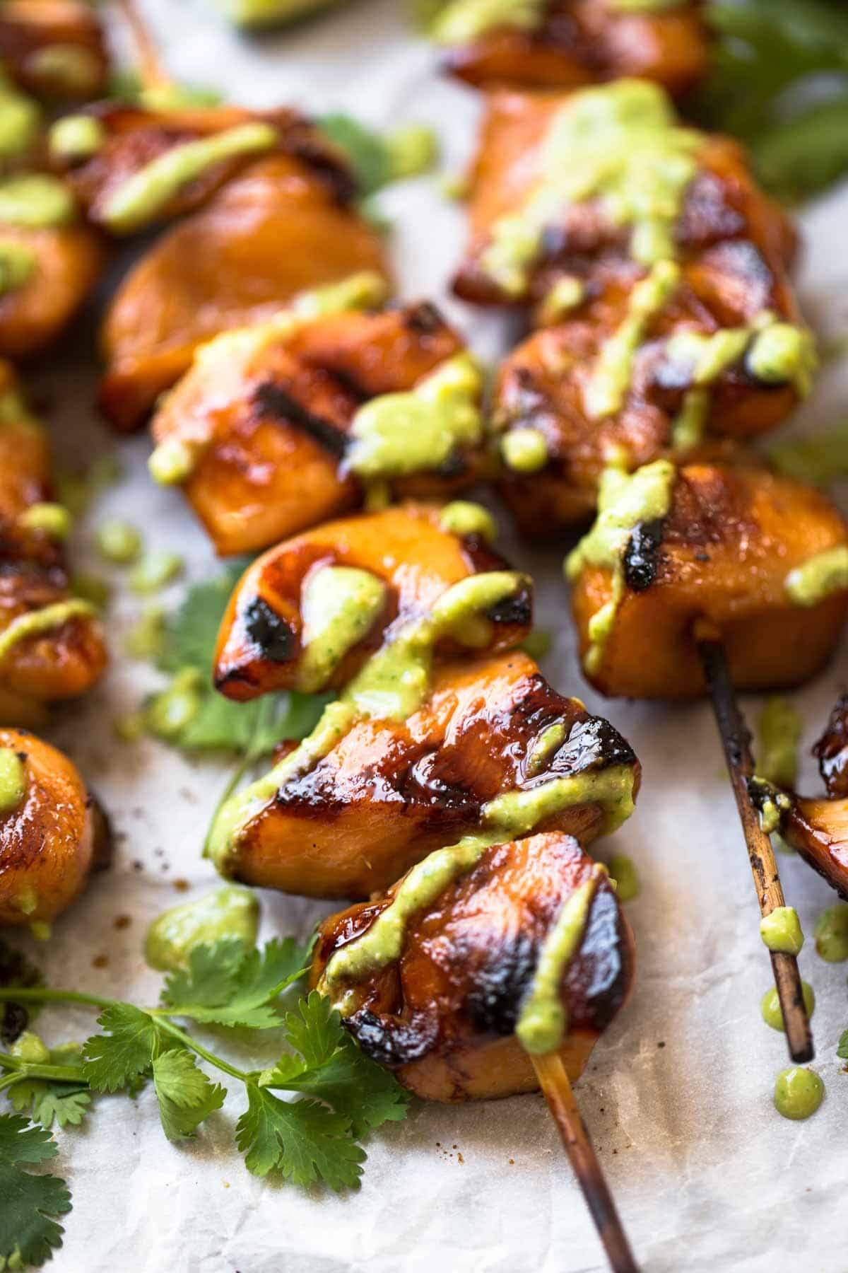 Grilled chicken with green sauce.