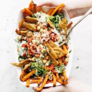 Mediterranean Street Cart fries in tray.