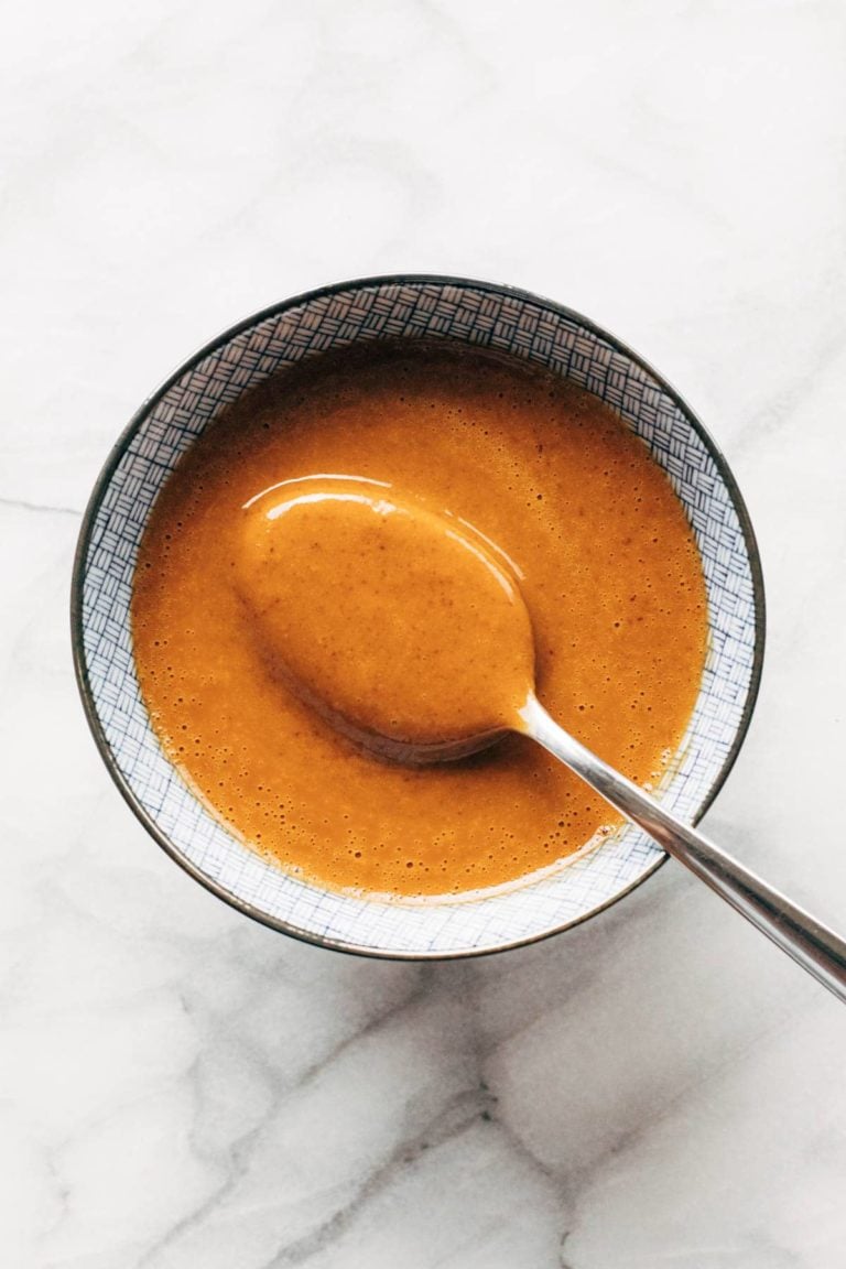 Peanut sauce in a bowl.