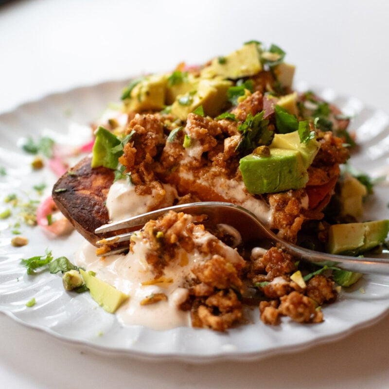 A picture of Roasted Sweet Potato Stacks with Chipotle Sauce