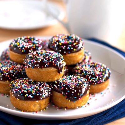 A picture of Chocolate Glazed Baked Mini Donuts