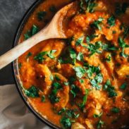 One Pot Spanish Chicken and Potatoes with a simple, fragrant tomato and garlic sauce. 360 calories.